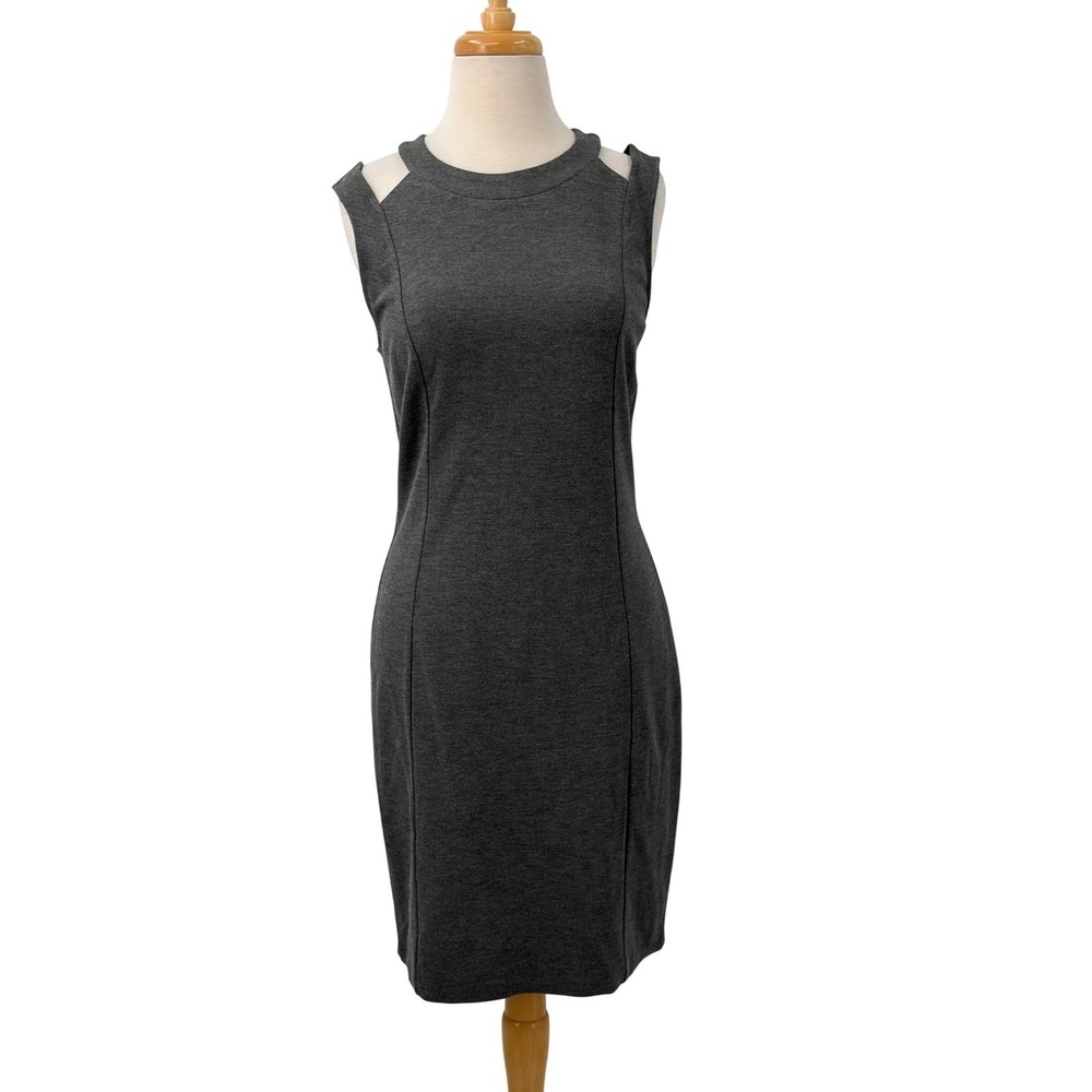 Kenneth Cole New York Women's Gray Shoulder Cut‎ Out Ponte Sheath Dress Size 8